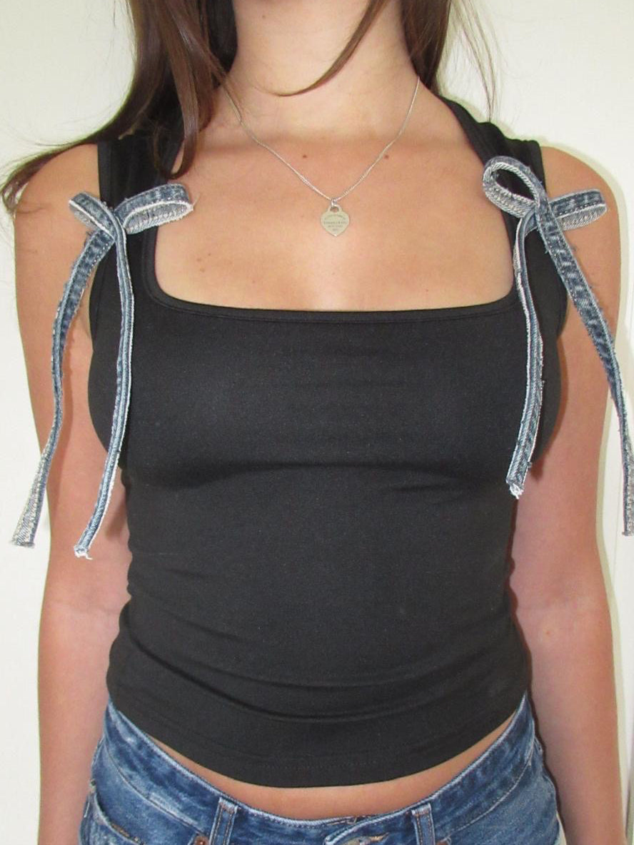 Denim Bow Vest